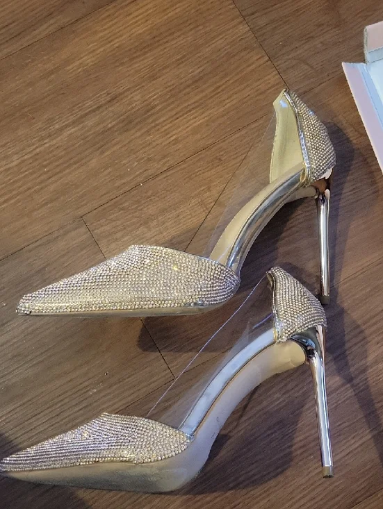 Glaze Women's Gold Crystal Pointed-Toe Heels - Picture 2 of 5